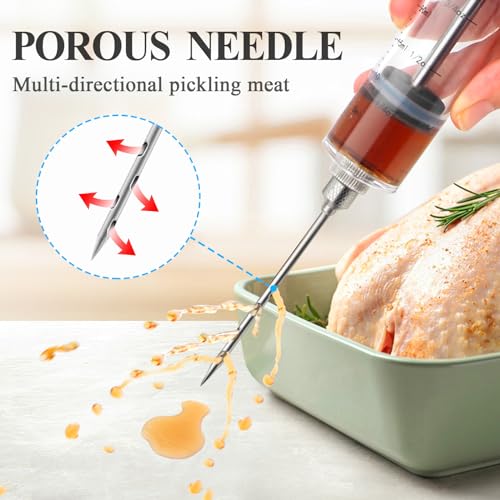 Tri-Sworker Plastic Meat Injector Kit for Smoker with 3 Flavor Food Syringe Needles, Ideal for Injecting Marinade into Turkey, Meat, Brisket; 1-OZ; Including Paper User Manual, Recipe E-Book (PDF) - Image 2