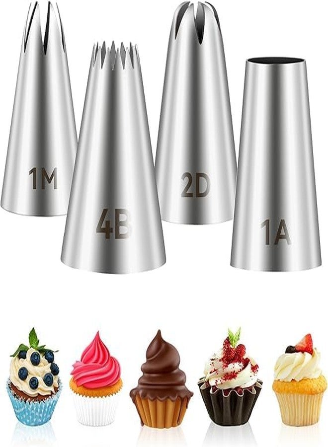 BAKING SET مجموعة أدوات الخبز | 4 قطع متعددة الألوان (1M، 2D، 4B، 1A) من رؤوس تزيين الكيك، وفوهات تزيين الكيك، وأدوات الخبز لتزيين كريمة الزبدة، والكريمة، وكيك عيد الميلاد، والكاب كيك، والأعمال الفنية اليدوية - Image 1