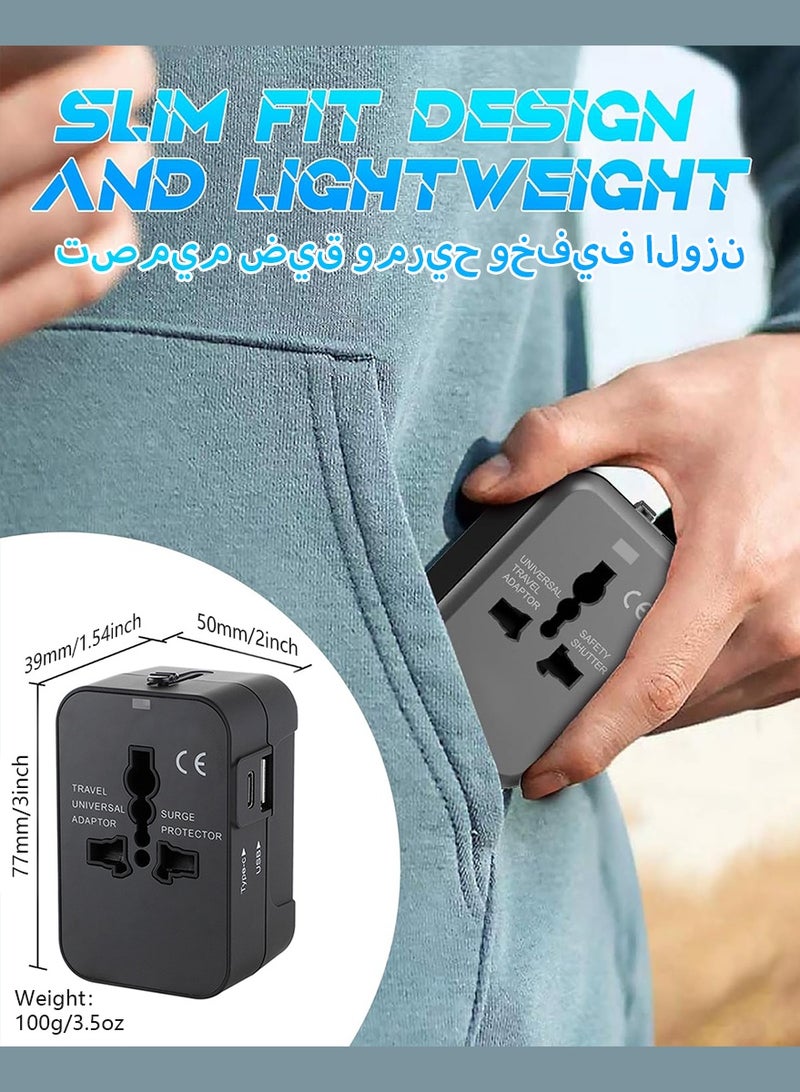 DPTER Universal Travel Adapter with 2 USB Ports Type C and AC Outlet All in One International Plug Converter for USA UK EU AUS G I Daily Travel Charging Compatible with Worldwide Devices - Image 5