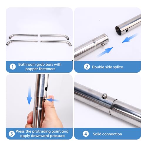 Gotega Shower Grab Bar 2 Pack, Stainless Steel Bathroom Grab Bar Shower Bath Handle Grab Bars for Bathtub Showers 24 Inch - Image 3