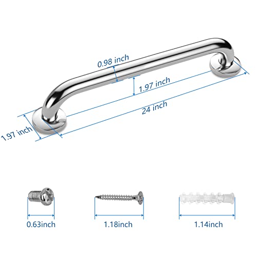 Gotega Shower Grab Bar 2 Pack, Stainless Steel Bathroom Grab Bar Shower Bath Handle Grab Bars for Bathtub Showers 24 Inch - Image 2