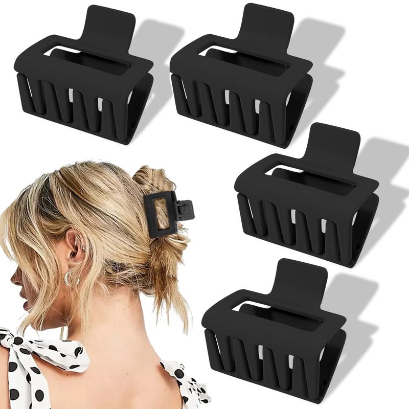 Ahoney 4 Pack Black Hair Clips - Matte Small Claw Clips for Thin and Thick Hair, Cute Hair Accessories for Women - Image 1