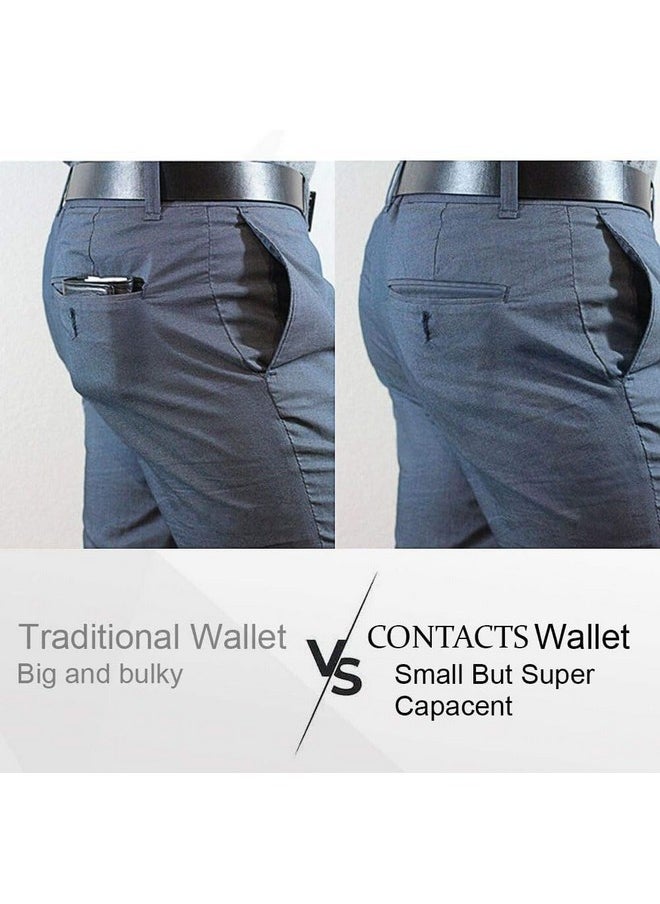 CONTACTS Contacts Credit Card Wallet, RFID Blocking Genuine Leather Card Holder Anti Theft (1 Zipper compartments, 6 Card Slots & 1 ID/Photo Window) Slim Pocket Purse for Men & Women Black…  - Image 5