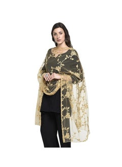 Accessorize Kingdom Women's Nylon Net Embroidered Dupatta (Beige), 2.20 Mtrs  - Image 1