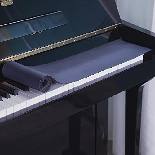 Mooson Piano Keyboard Anti-Dust Cover High Technology Fabric Key Cover Cloth Fit For Upright Piano, Electric Piano & Grand piano (Dark blue) (Dark blue) - Image 5