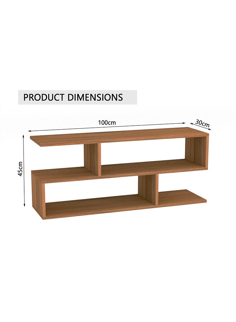 Mahmayi Mahmayi Natural Dijon Walnut Modern TV Stand with Coffee Table for Laptop Computer/TV/PC/Printer, Multifunctional Systems (100x30x45cm) - Image 2