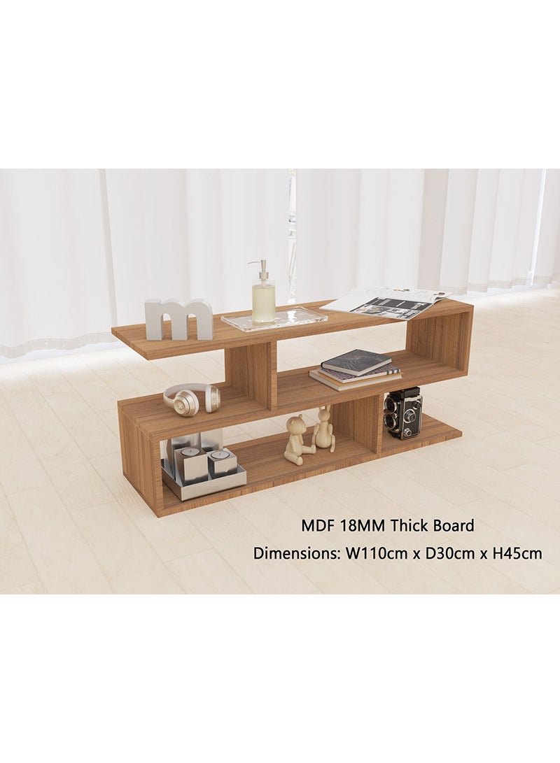 Mahmayi Mahmayi Natural Dijon Walnut Modern TV Stand with Coffee Table for Laptop Computer/TV/PC/Printer, Multifunctional Systems (100x30x45cm) - Image 3