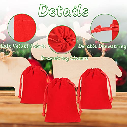 Shintop 10 Pack Velvet Drawstring Bags for Christmas Wedding Gift Bags Velvet Cloth Jewelry Pouches (2.75” x 3.54” , Red) - Image 4