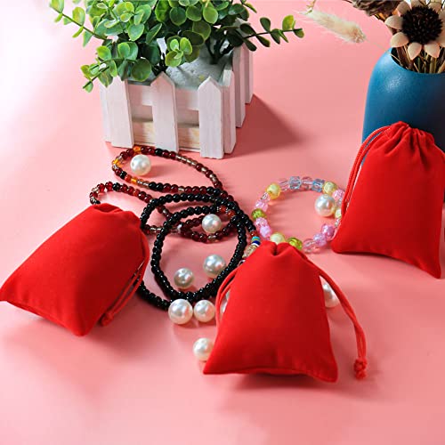 Shintop 10 Pack Velvet Drawstring Bags for Christmas Wedding Gift Bags Velvet Cloth Jewelry Pouches (2.75” x 3.54” , Red) - Image 5
