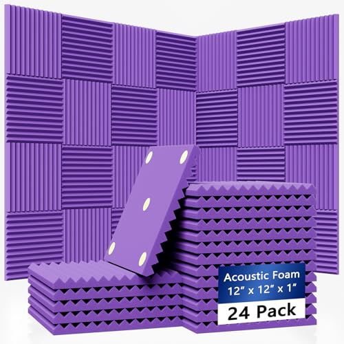 TEMGCUAM 24 Pack Sound Proof Foam Panels|1"×12"×12" Quick-Recovery Soundproof Wall Panels | High Density Sound Dampening Panels for Home Studio (Purple) - Image 1