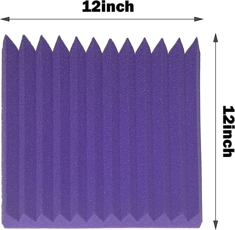 TEMGCUAM 24 Pack Sound Proof Foam Panels|1"×12"×12" Quick-Recovery Soundproof Wall Panels | High Density Sound Dampening Panels for Home Studio (Purple) - Image 2