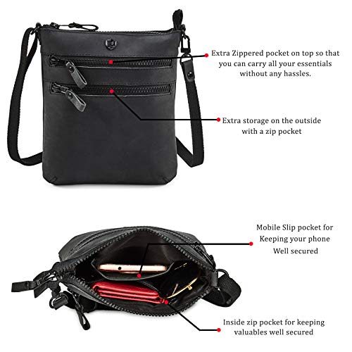 Cochoa Crossbody Sling Bag for Women Small Real Leather Purse Vintage Travel Crossover Shoulder Bag Handmade (Black Crazy Horse) - Image 3