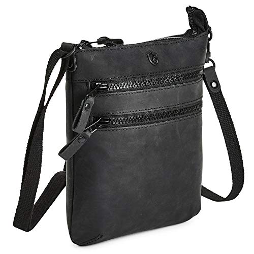 Cochoa Crossbody Sling Bag for Women Small Real Leather Purse Vintage Travel Crossover Shoulder Bag Handmade (Black Crazy Horse) - Image 1