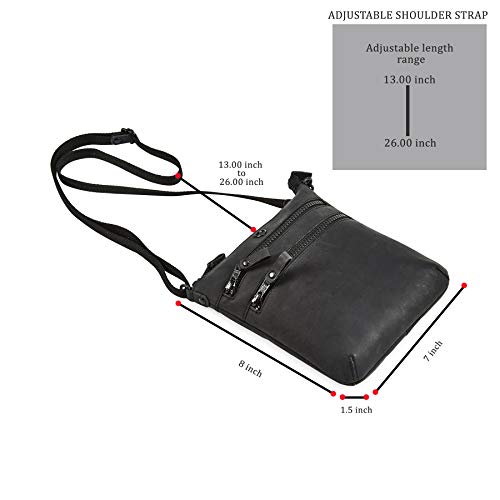 Cochoa Crossbody Sling Bag for Women Small Real Leather Purse Vintage Travel Crossover Shoulder Bag Handmade (Black Crazy Horse) - Image 4