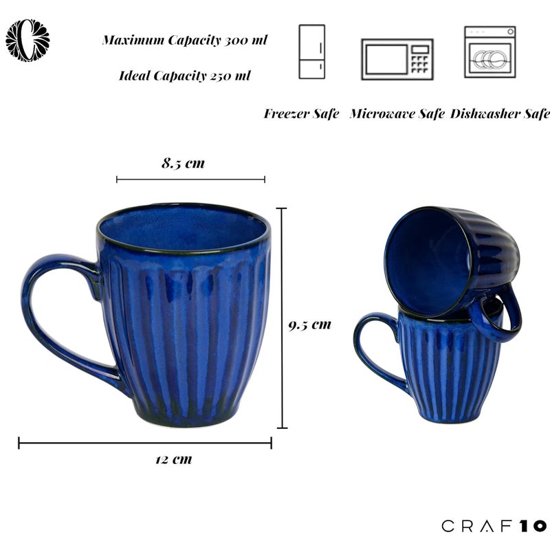 CRAF10 Blue Gem Ceramic TeaCoffee Mugs Set of 2 300 ML Antique Stylish Perfect for Gifting - Image 3