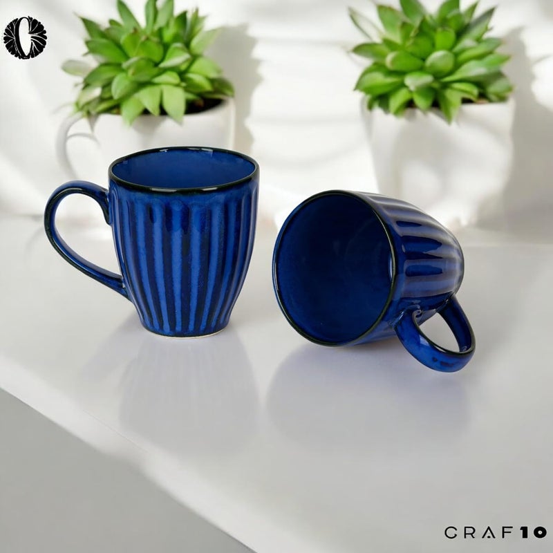 CRAF10 Blue Gem Ceramic TeaCoffee Mugs Set of 2 300 ML Antique Stylish Perfect for Gifting - Image 5