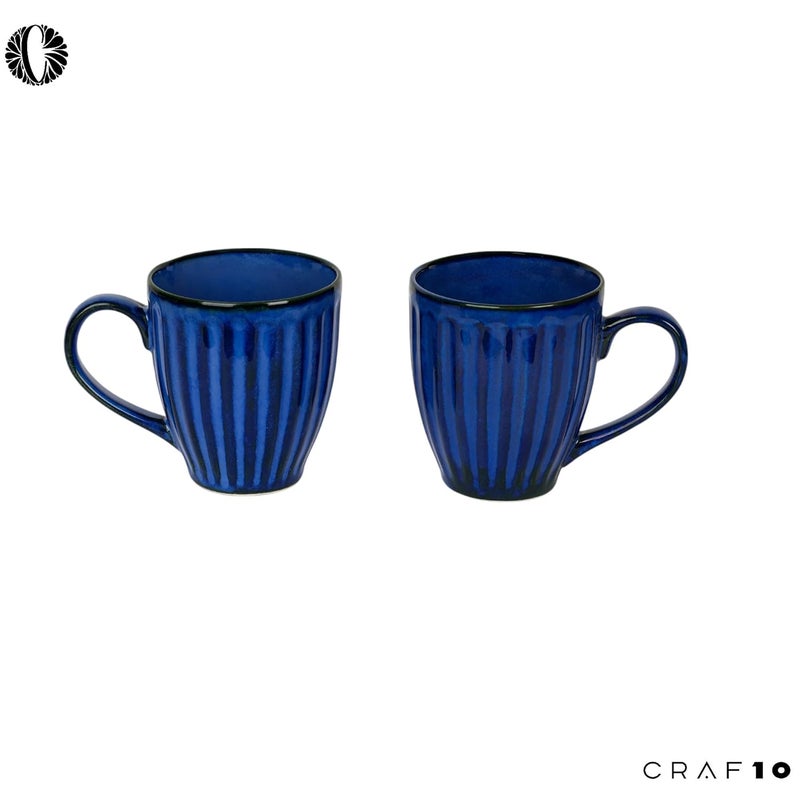 CRAF10 Blue Gem Ceramic TeaCoffee Mugs Set of 2 300 ML Antique Stylish Perfect for Gifting - Image 4