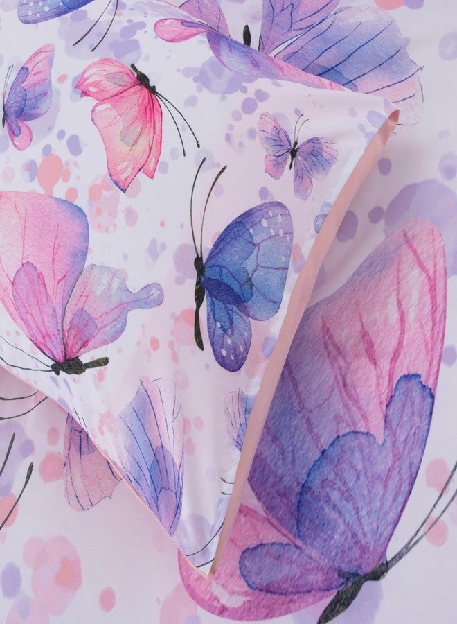 Btargot 3 Piece Butterfly Pattern Girls Comforter Set, Colorful Ink Stick Printing Bedding Set for Women, Purple Pink Full - Image 5