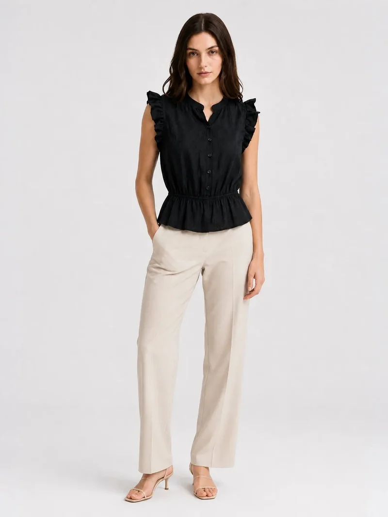 ميكسراي MIXRAY Textured Jacquard Peplum Blouse