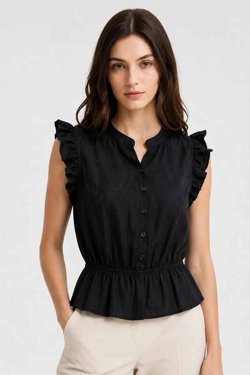 ميكسراي MIXRAY Textured Jacquard Peplum Blouse