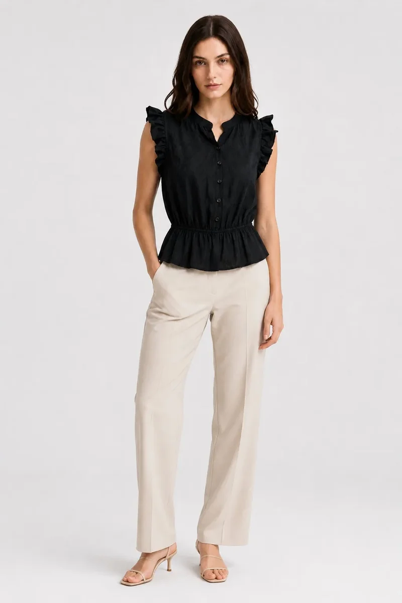 ميكسراي MIXRAY Textured Jacquard Peplum Blouse
