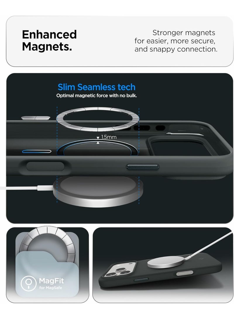 Spigen Silicone Fit MagFit for iPhone 17 Pro Max MagSafe Case Cover - Abyss Green - Image 5