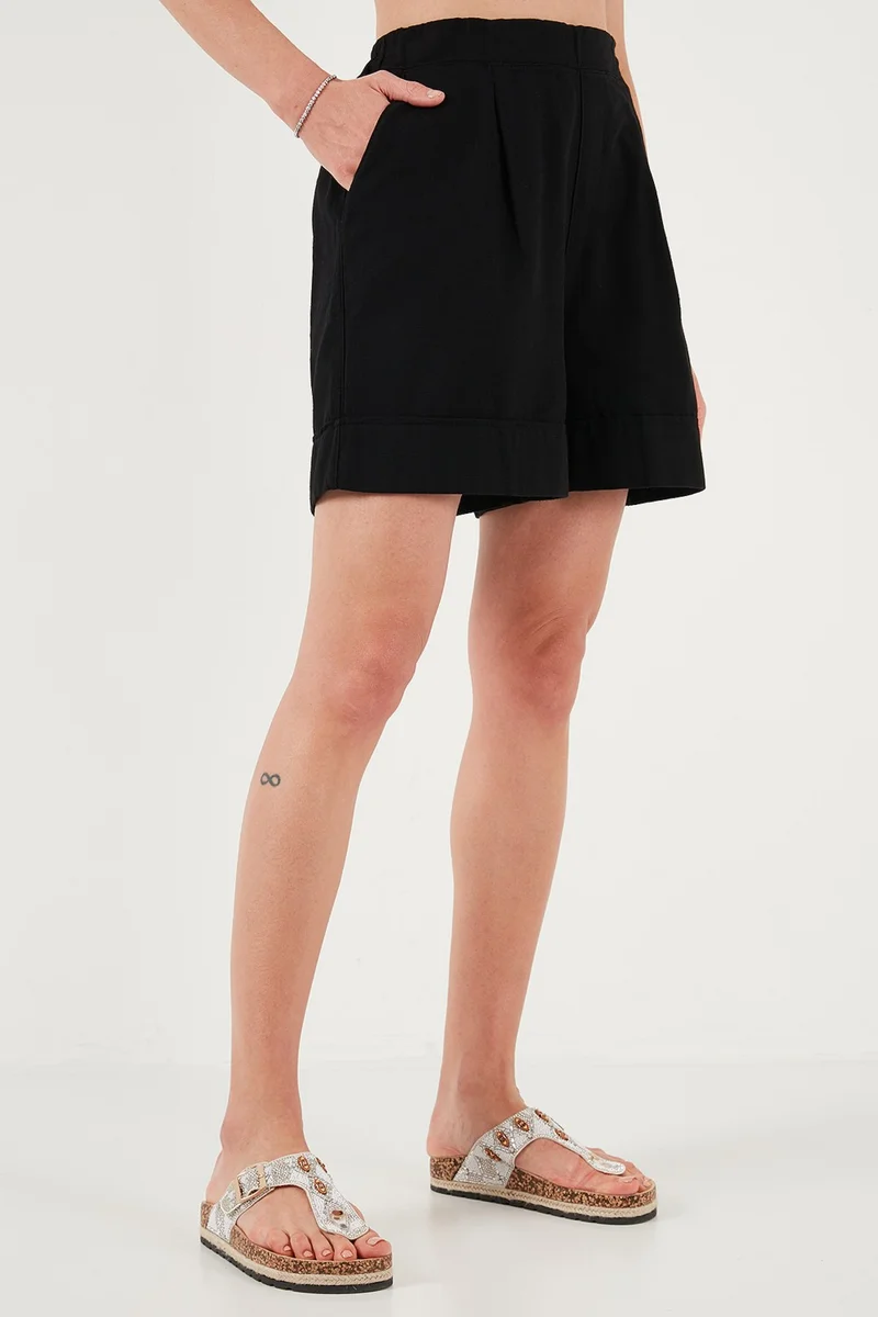 Lela Cotton Standard Fit High Waist Seam Detailed Shorts Women's Shorts 668YP4921