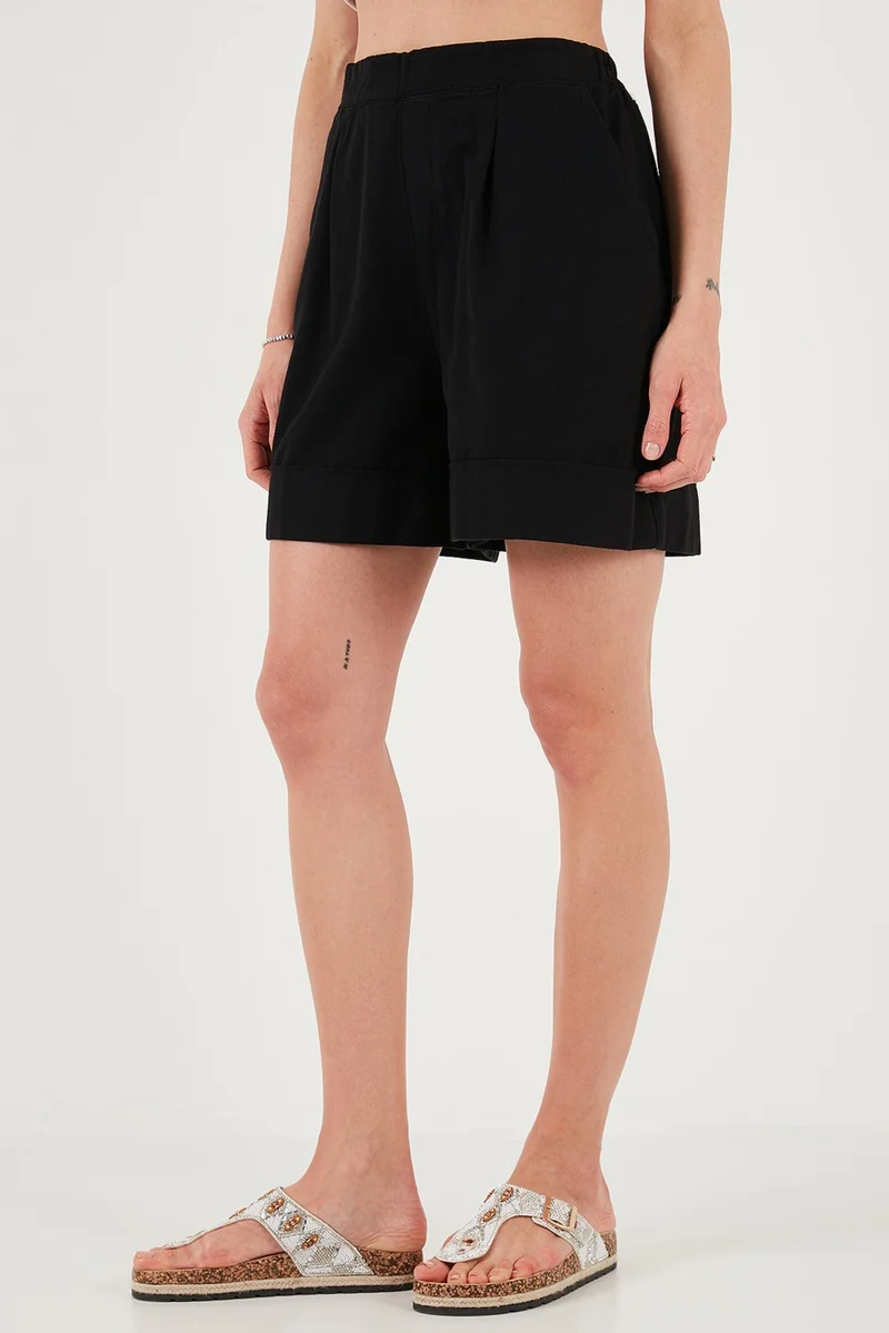 Lela Cotton Standard Fit High Waist Seam Detailed Shorts Women's Shorts 668YP4921