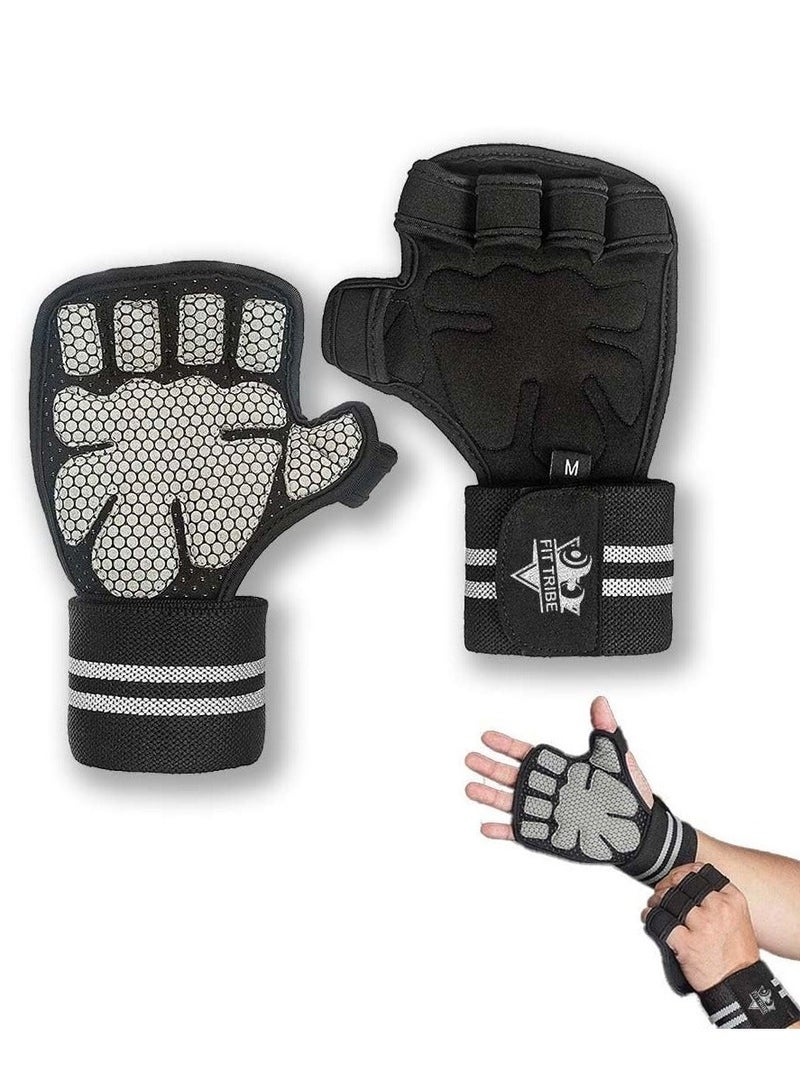 Fit Tribe Weight Lifting Gloves + Self-Locking Gym Belt Combo for Men & Women – Non-Slip Grip Gloves with Wrist Support + Adjustable Nylon Belt for Powerlifting, Strength Training & Gym Workouts - Image 2