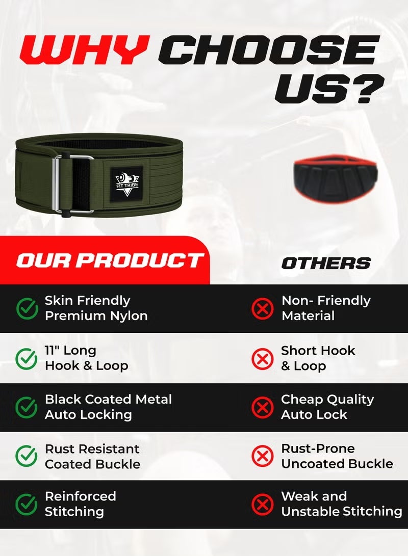 Fit Tribe Weight Lifting Gloves + Self-Locking Gym Belt Combo for Men & Women – Non-Slip Grip Gloves with Wrist Support + Adjustable Nylon Belt for Powerlifting, Strength Training & Gym Workouts - Image 4