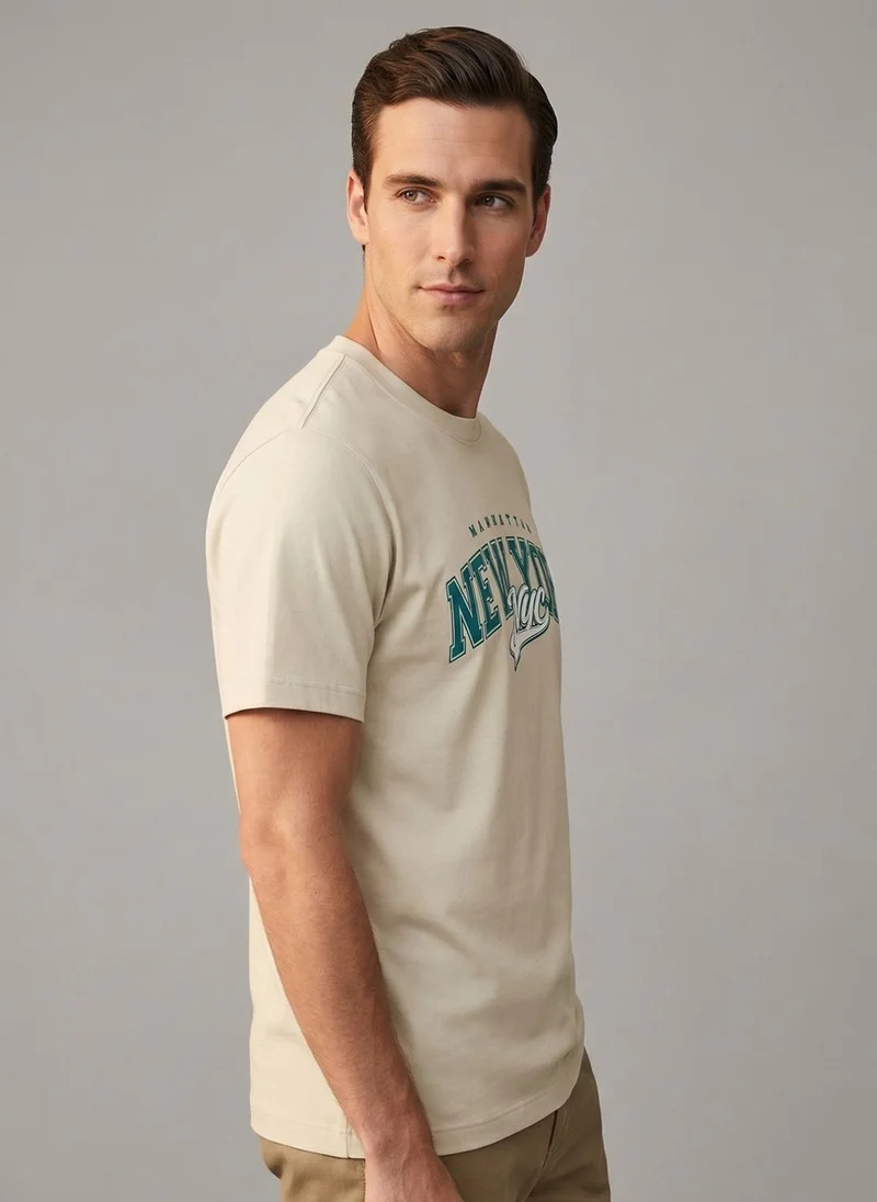 NOBERO Bone White Nobero Regular Fit Printed T-shirt for Men for Men | Best Price UAE