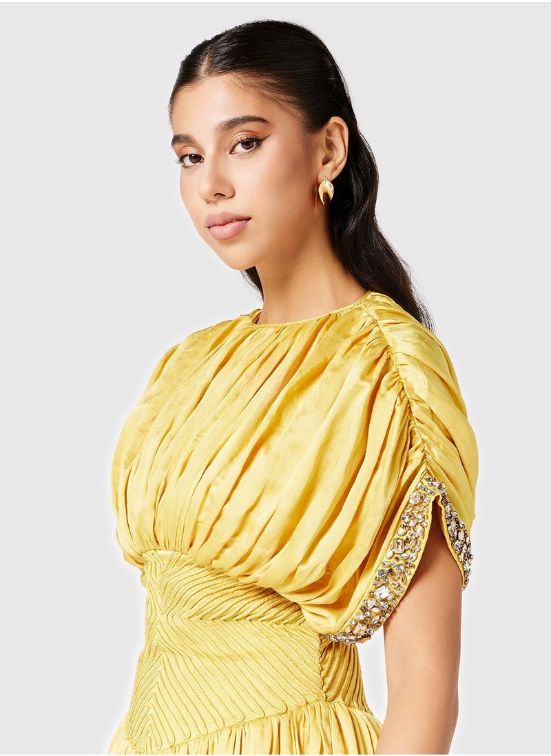Threadz by Ajooni Semi Corset Embellished Gathered Dress  - Image 3