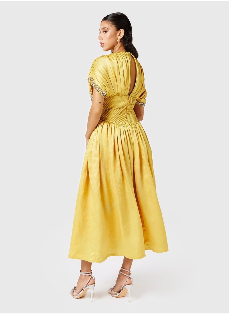 Threadz by Ajooni Semi Corset Embellished Gathered Dress  - Image 2
