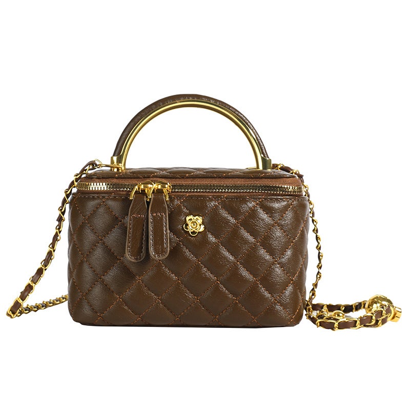 Retro Hand-Held Fashionable Bucket Bag For Women Style Small Fragrant Quilted Chain Shoulder Bag Versatile Crossbody Bag - Image 5