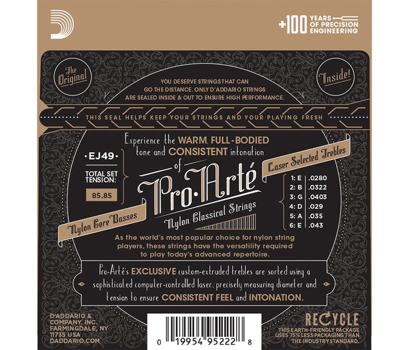 Daddario D'Addario EJ49 Pro-Arte Black Nylon Classical Guitar Strings - Normal Tension - Image 2