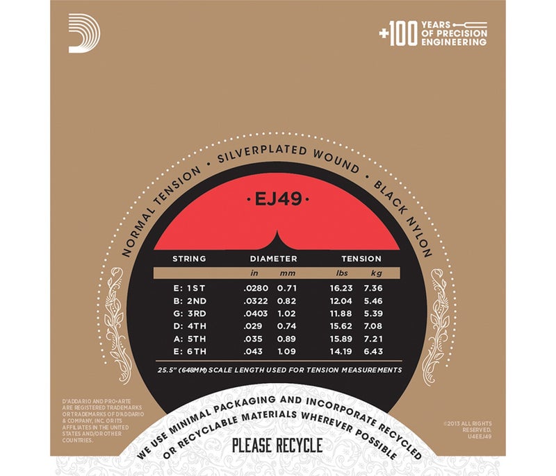 Daddario D'Addario EJ49 Pro-Arte Black Nylon Classical Guitar Strings - Normal Tension - Image 3