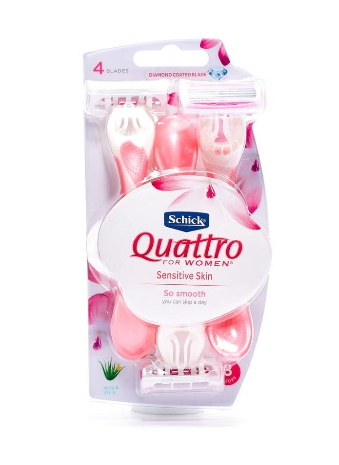 schick 3-Piece Quattro Razor Set Pink 