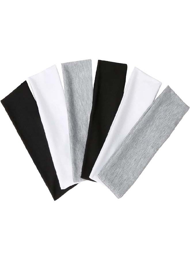 MJZ - 6 Pcs Hair Bands for Women's Hair Thin Cloth Headbands for Women Soft Stretchy Head Bands Solid Hair Hands - Image 1