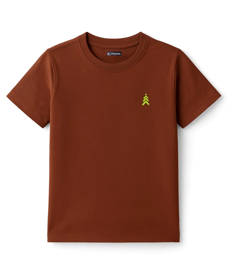 Pine Kids Pine Kids Cotton Knit Half Sleeves T-Shirts With Brand Logo Print - Brown