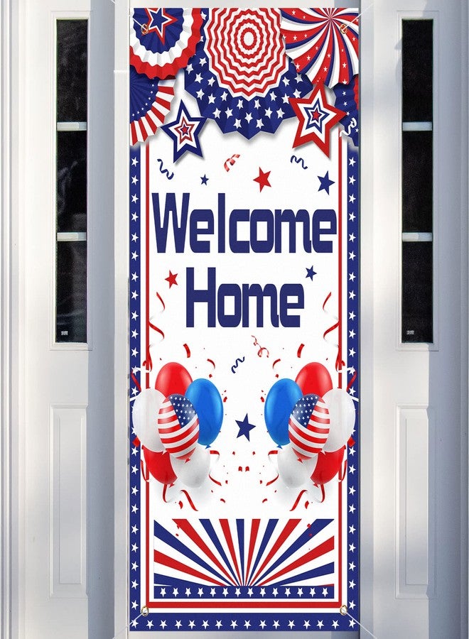 Rtteri Military Welcome Home Decorations Patriotic Soldier Welcome Home Banner America Porch Sign Door Cover Deployment Returning Homecoming Army Red White and Blue Party Banner for Party Decorations - Image 1