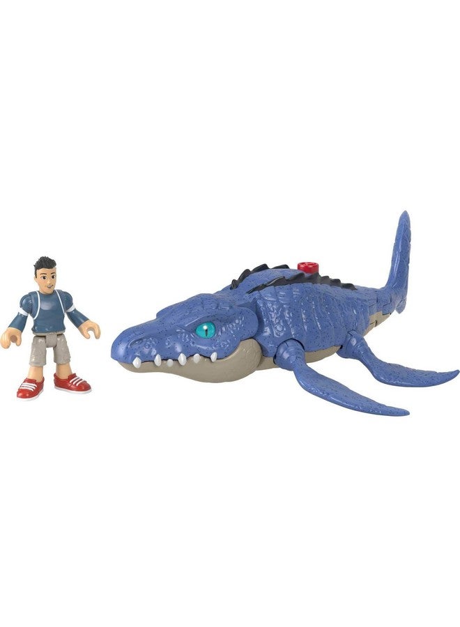 JURASSIC WORLD Fisher-Price Imaginext Jurassic World Dinosaur Toy Camp Cretaceous Mosasaurus & Kenji Figure Set for Pretend Play Kids Ages 3+ Years - Image 5