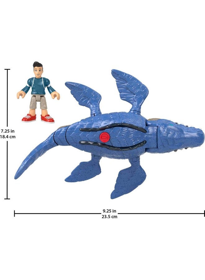 JURASSIC WORLD Fisher-Price Imaginext Jurassic World Dinosaur Toy Camp Cretaceous Mosasaurus & Kenji Figure Set for Pretend Play Kids Ages 3+ Years - Image 3