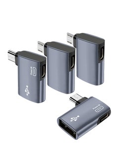 OTG Cable Adapter, for Fire TV Stick 4K, 90 Degree Left and Right Angle Powered Micro USB to USB OTG Adapter, for Android Phone Tablet and More Host Devices with Micro USB (Grey) (4 Pack)