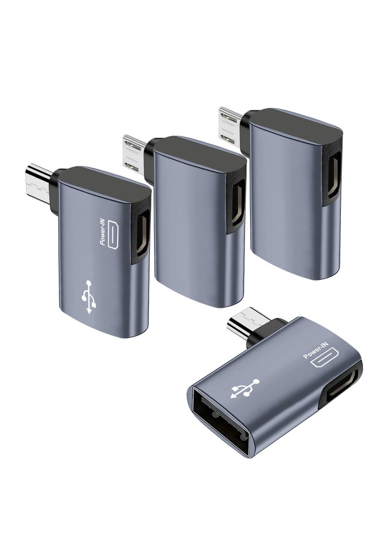 SYOSI - OTG Cable Adapter, for Fire TV Stick 4K, 90 Degree Left and Right Angle Powered Micro USB to USB OTG Adapter, for Android Phone Tablet and More Host Devices with Micro USB (Grey) (4 Pack) - Image 1