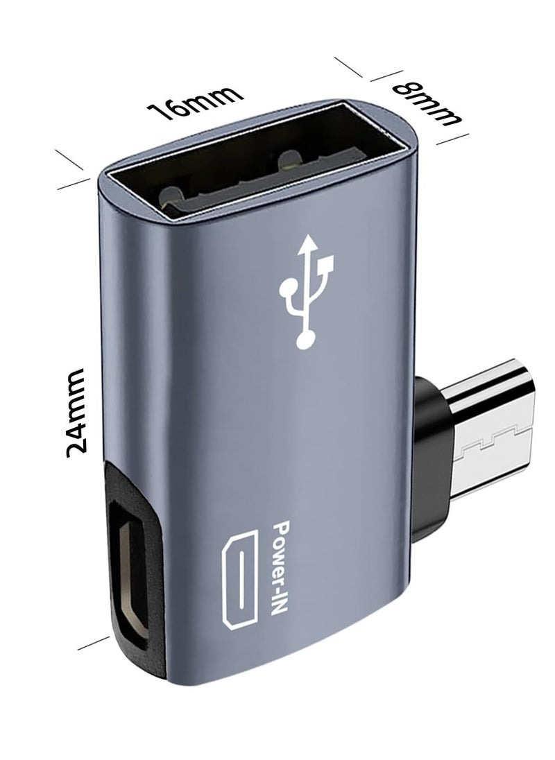 SYOSI - OTG Cable Adapter, for Fire TV Stick 4K, 90 Degree Left and Right Angle Powered Micro USB to USB OTG Adapter, for Android Phone Tablet and More Host Devices with Micro USB (Grey) (4 Pack) - Image 1