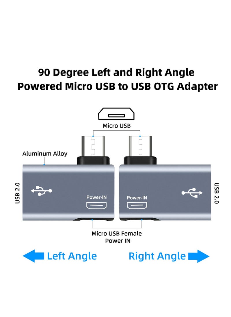 SYOSI - OTG Cable Adapter, for Fire TV Stick 4K, 90 Degree Left and Right Angle Powered Micro USB to USB OTG Adapter, for Android Phone Tablet and More Host Devices with Micro USB (Grey) (4 Pack) - Image 1