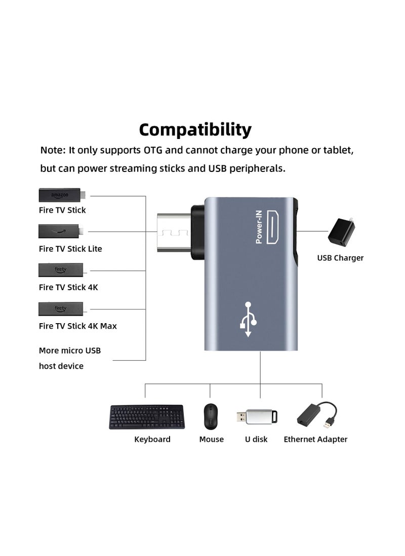 SYOSI - OTG Cable Adapter, for Fire TV Stick 4K, 90 Degree Left and Right Angle Powered Micro USB to USB OTG Adapter, for Android Phone Tablet and More Host Devices with Micro USB (Grey) (4 Pack) - Image 1