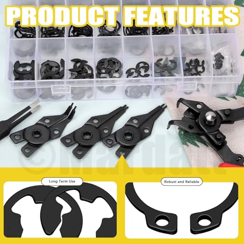 Mardatt 312Pcs 21 Sizes C-clip External Retaining Rings Snap Rings Assortment Set(M4-M28) with 10 Sizes E-Clip Retaining Rings Assortment Set(1.5mm-10mm), 4 in 1 Snap Ring Pliers and Tweezer - Image 4