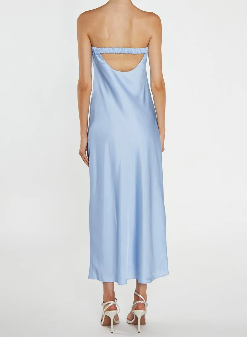 True Decadence Cecilia Cornflower Blue Strapless Bias-cut Midi Dress