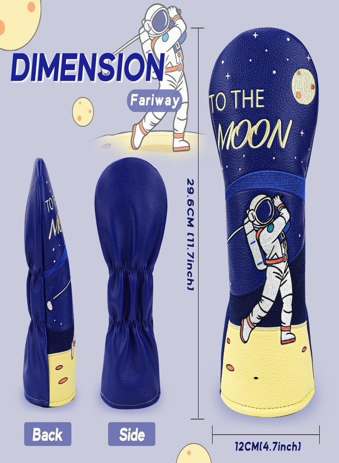 brdejc Golf Golf Headcovers The Moon Embroidery Driver Cover Fariway Wood Headcover Hybrid Covers Leather Golf Club Cover for Most Brand (for Fariway Wood) - Image 2